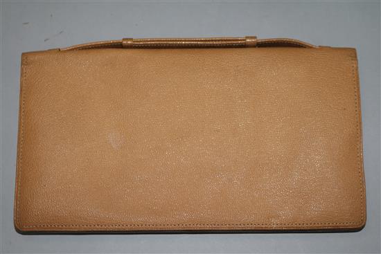 An Edwardian Regency style carved ivory and enamel purse